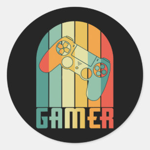 Sticker Rond Joueur Rétro Vintage de Jeux Vidéo Drôle Rétro G