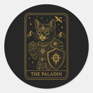 Sticker Rond Joueur Rpg Paladin D20 Dés Nerdy Geek Chat Hommes