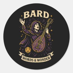 Sticker Rond Joueur Rpg Rd D20 Dés Nerd Geek Hommes Femmes Enfa