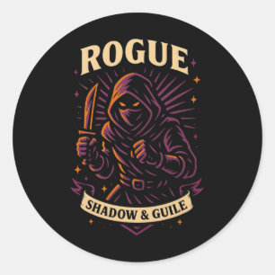 Sticker Rond Joueur Rpg Rogue D20 Dés Fou Nerdy Hommes Femmes E