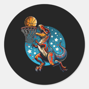 Sticker Rond Joueur Sketll T-rex Dinosaure 