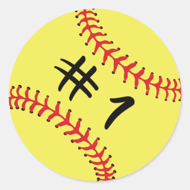 Sticker Rond Joueur Softball Retour No Numéro 1 #1 Ball Sport S (Devant)