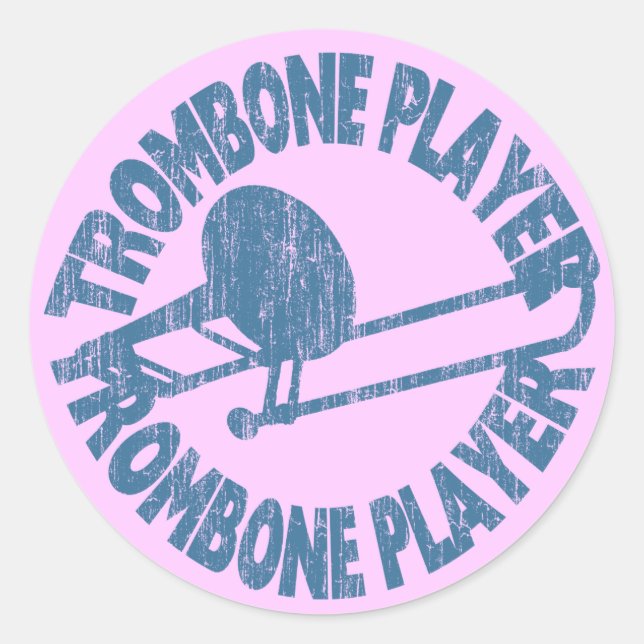 Sticker Rond Joueur Trombone (Devant)
