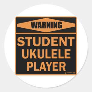 Sticker Rond Joueur Ukulele étudiant
