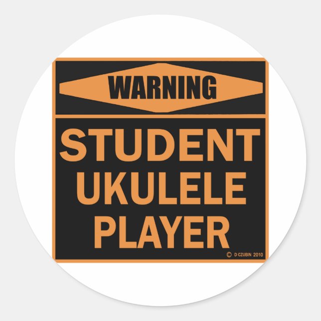 Sticker Rond Joueur Ukulele étudiant (Devant)