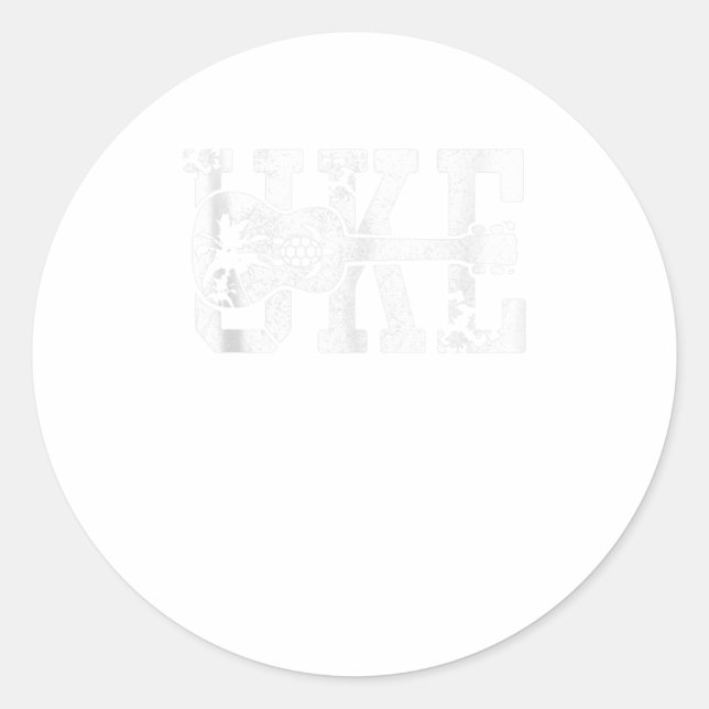 Sticker Rond Joueur Ukulele UKE Hawaii Hawaii Ukulele (Devant)