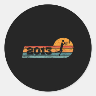 Sticker Rond Joueurs de basket-ball Vintage Né 2013 Anniversair