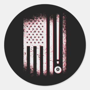 Sticker Rond Joueurs De Billard American Flag Usa Pool Et Billa