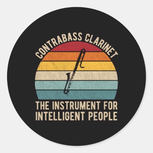 Sticker Rond Joueurs De Clarinet De Contrabass Pour Un Clarinet (Devant)