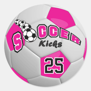 Sticker Rond Joueurs de football frappent   Rose vif