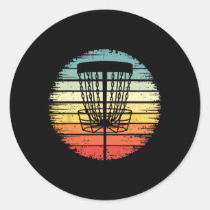 Sticker Rond Joueurs de Frolf Rétro Vintage Disque Volant de Go