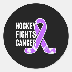 Sticker Rond Joueurs de hockey se battent ruban violet pour sou