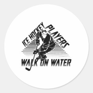 Sticker Rond Joueurs de hockey sur glace marchent sur l'eau Fun