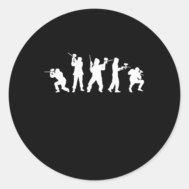Sticker Rond Joueurs de Paintball Marqueur de Paintball Gun G (Devant)