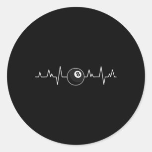 Sticker Rond Joueurs de piscine Heartbeat Art Billard Vêtements