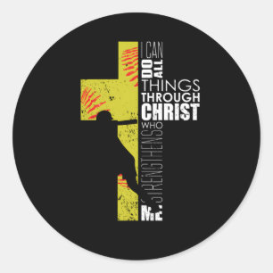 Sticker Rond Joueurs de softball N Christian Religieux