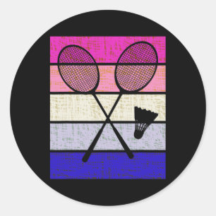 Sticker Rond Joueuse Badminton Navette Filles Enfants Femmes Je