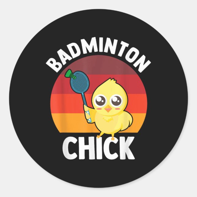 Sticker Rond Joueuse de badminton Chick badminton Volant Sports (Devant)
