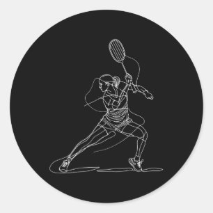 Sticker Rond Joueuse de badminton Dessin Jeu de navette pour G