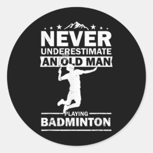 Sticker Rond Joueuse de badminton Hommes Femmes Volant Drôle Ba