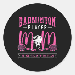 Sticker Rond Joueuse de badminton maman l'idole raquette sport 