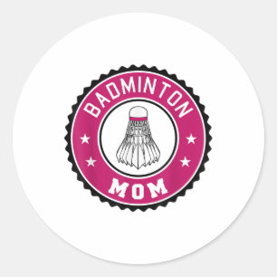 Sticker Rond Joueuse de badminton maman raquette sportive mère