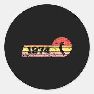 Sticker Rond Joueuse de badminton Née en 1974 Femmes Vintages d