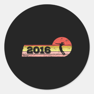 Sticker Rond Joueuse de badminton Née en 2016 Anniversaire Vint