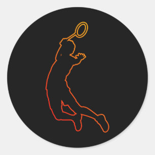 Sticker Rond Joueuse de badminton raquette féminine squash badm