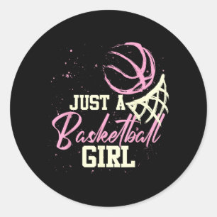 Sticker Rond Joueuse de baseball Femme Juste une fille de baseb