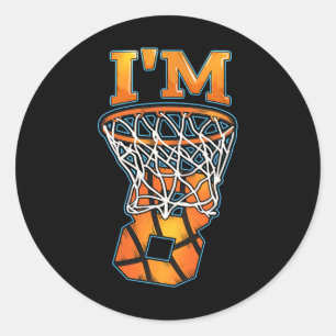 Sticker Rond Joueuse de basket-ball 8 Anniversaire I'm 8 Garçon