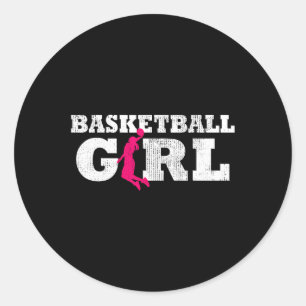 Sticker Rond Joueuse de basket-ball Silhouette Sport Cadeau