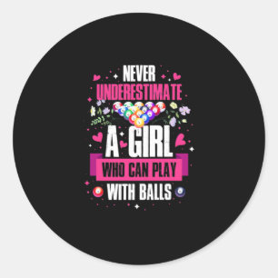 Sticker Rond Joueuse de billard Cette fille peut jouer billard