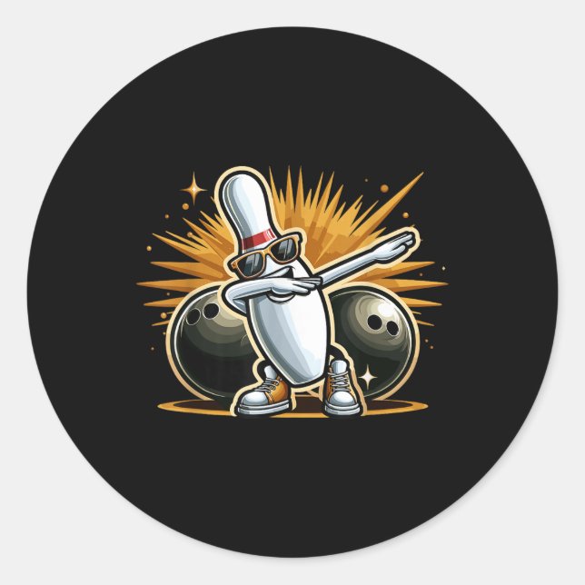 Sticker Rond Joueuse de Bowling Pin Dabbing Sungles Joueuse de  (Devant)