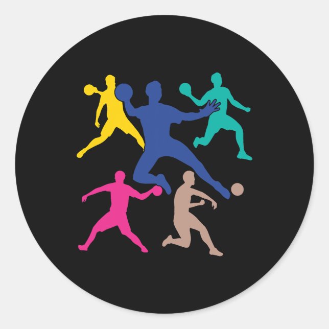 Sticker Rond Joueuse de dodgeball féminin Joueuse pour hommes G (Devant)