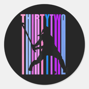 Sticker Rond Joueuse de hockey sur gazon féminine 32e anniversa