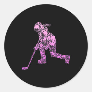 Sticker Rond Joueuse de hockey sur glace Hockey sur glace Jeune