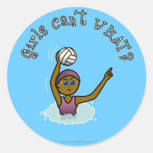 Sticker Rond Joueuse de polo d'eau sombre
