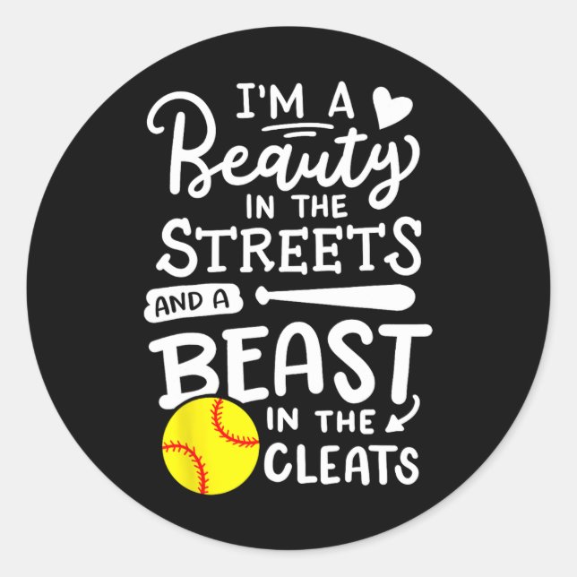 Sticker Rond Joueuse de softball  (Devant)