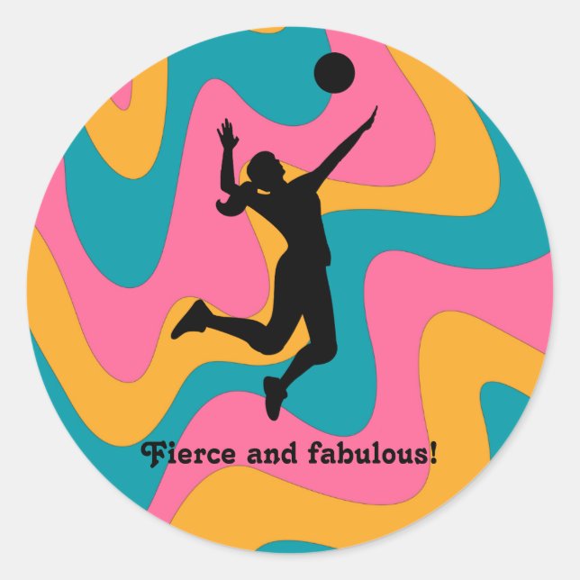 Sticker Rond Joueuse de volley-ball de plage (Devant)
