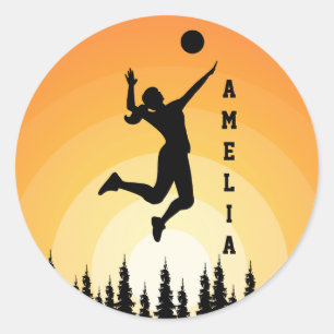 Sticker Rond Joueuse de volley-ball de plage