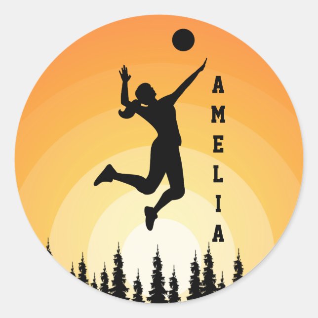 Sticker Rond Joueuse de volley-ball de plage (Devant)