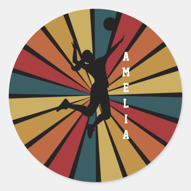Sticker Rond Joueuse de volley-ball de plage (Devant)