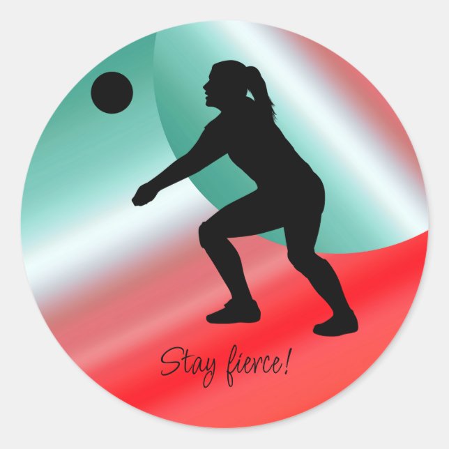 Sticker Rond Joueuse de volley-ball de plage (Devant)