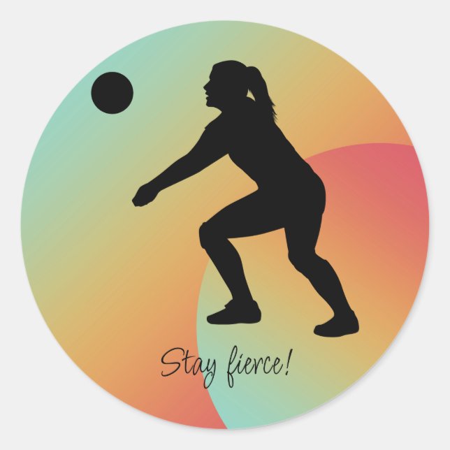Sticker Rond Joueuse de volley-ball de plage (Devant)