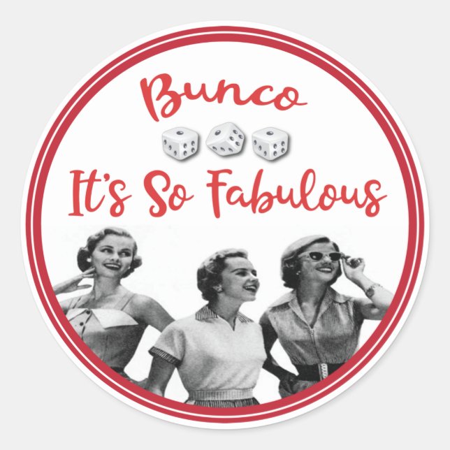 Sticker Rond Joueuses de Bunco Funny Retro Lady (Devant)
