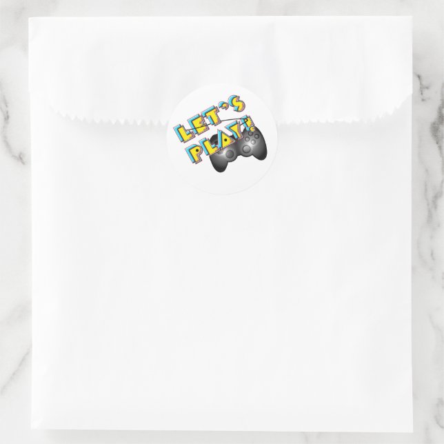 Sticker Rond Jouons aux jeux vidéo (Sac)
