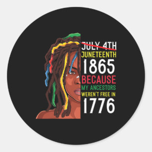 Sticker Rond Jour Ancêtres Gratuit 1776 Juillet 4 Noir Africain