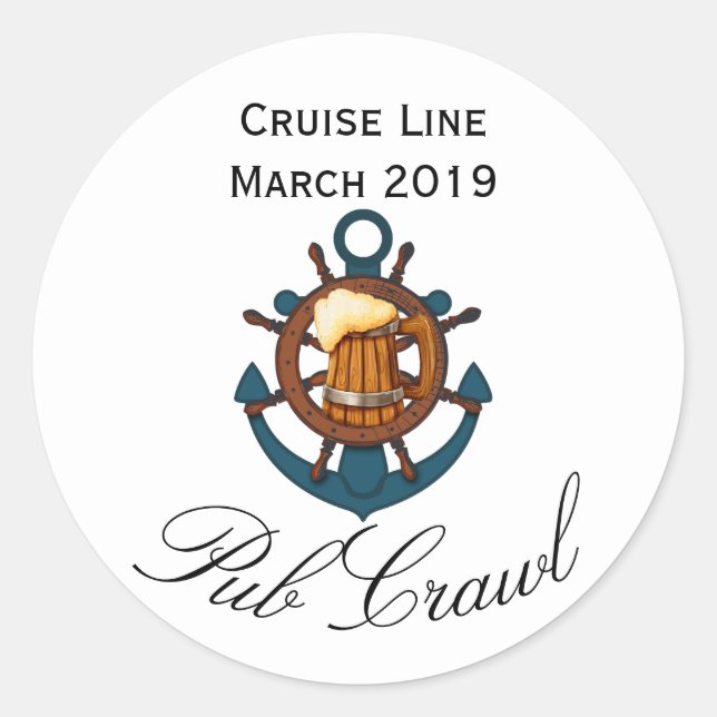 Sticker Rond Jour d'activité de l'atelier de croisières de pub  (Devant)