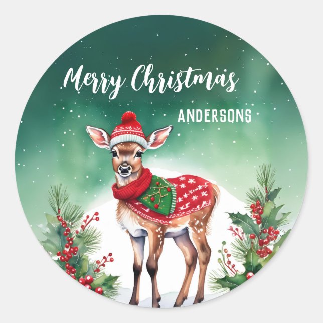 Sticker Rond Jour d'anniversaire de Noël à Père Noël (Devant)